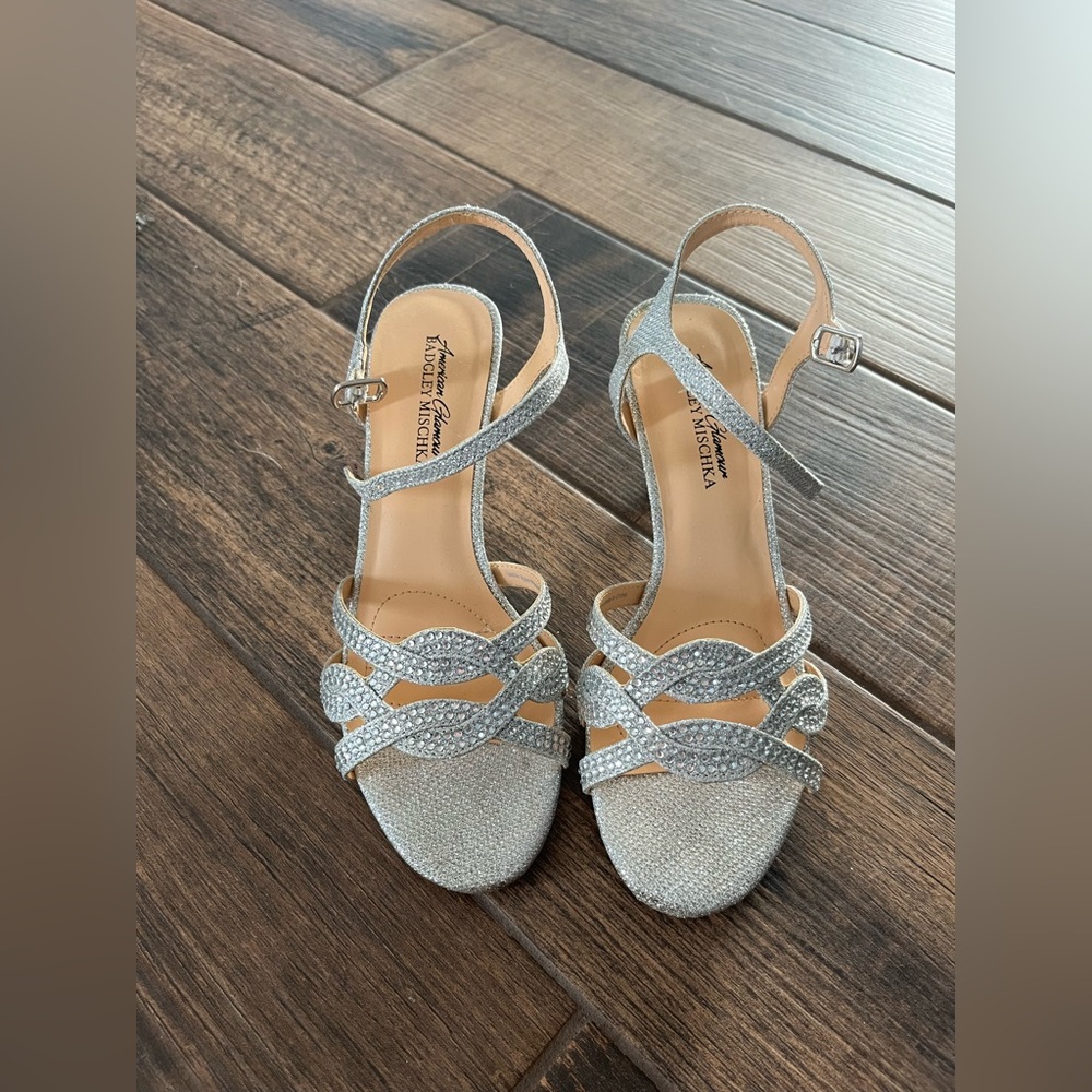 American Glamour Heels. Size Seven. Worn Once. Sparkle Design. Heel  1 1/2 inch.
